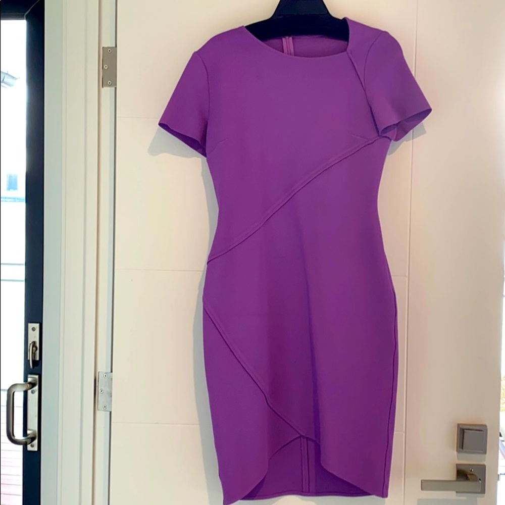 St. John Sculpture Knit Asymmetrical Dress